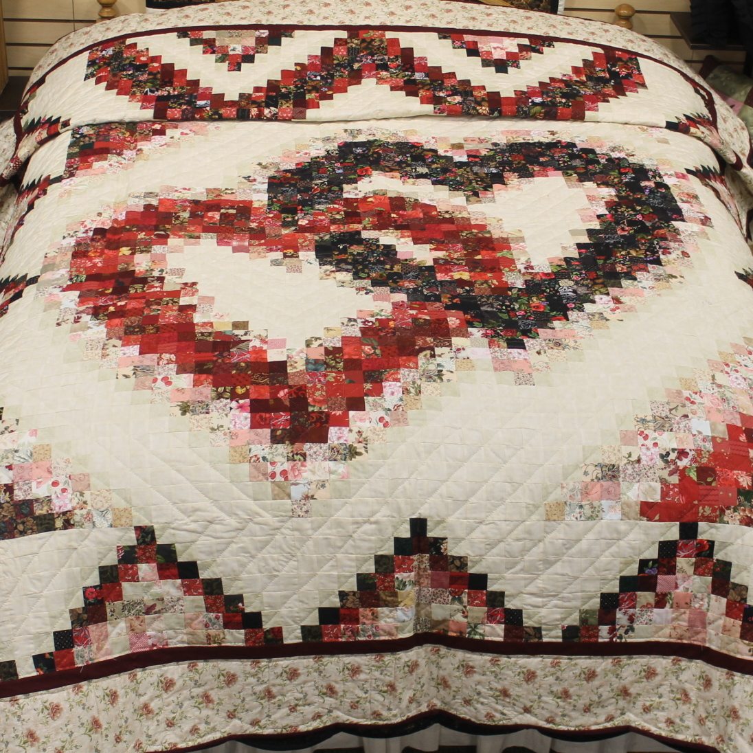 Linking Hearts Quilts Queen Red and black quilt Family Farm Handcrafts